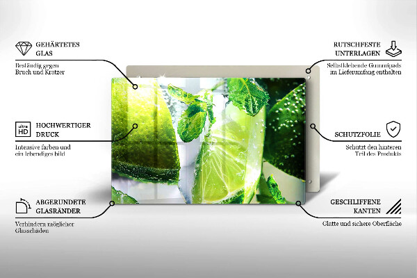 Protège plaque de cuisson Eau avec du citron vert et de la glace