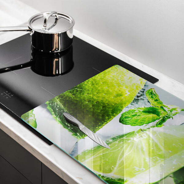 Protège plaque de cuisson Eau avec du citron vert et de la glace
