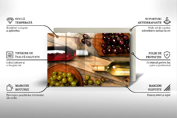 Protège plaque de cuisson Bouteilles de vin et raisins