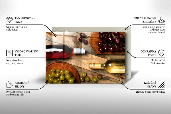 Protège plaque de cuisson Bouteilles de vin et raisins