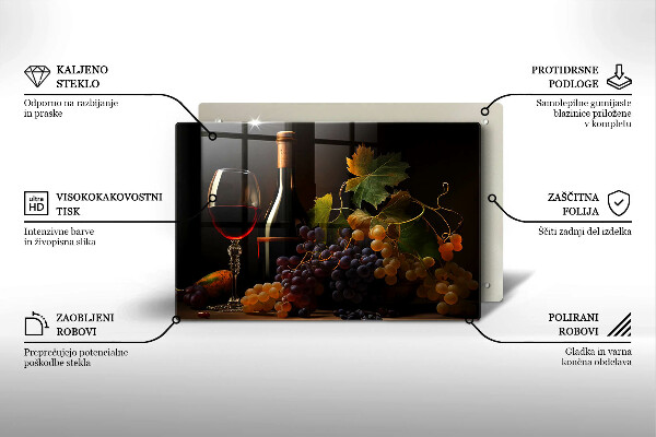 Protège plaque de cuisson Verre de vin et de raisins