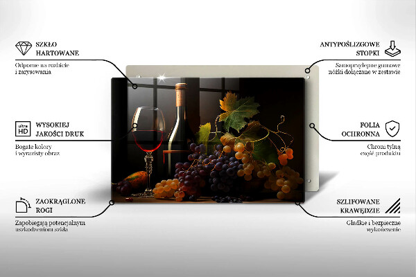 Protège plaque de cuisson Verre de vin et de raisins