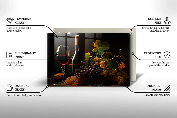 Protège plaque de cuisson Verre de vin et de raisins