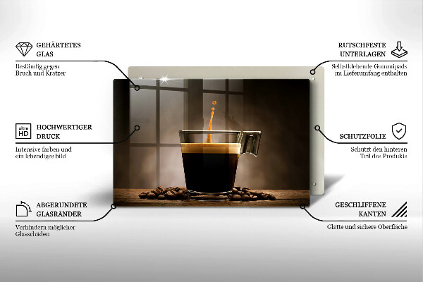 Protection pour plaque de cuisson Verre et grains de café