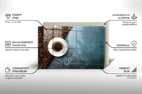 Protection pour plaque de cuisson Grains de café et tasse