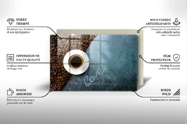 Protection pour plaque de cuisson Grains de café et tasse