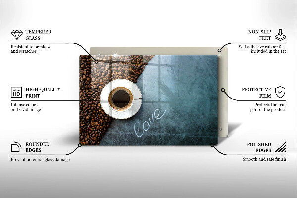 Protection pour plaque de cuisson Grains de café et tasse