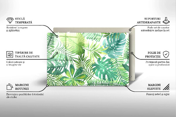 Protège plaque de cuisson Feuilles de boho aquarelle