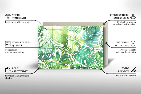 Protège plaque de cuisson Feuilles de boho aquarelle