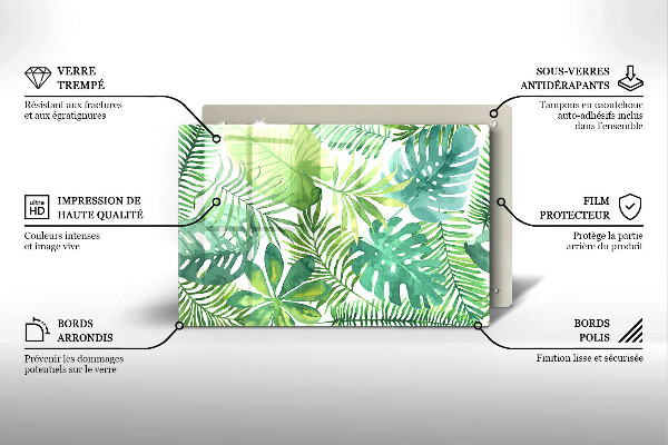 Protège plaque de cuisson Feuilles de boho aquarelle