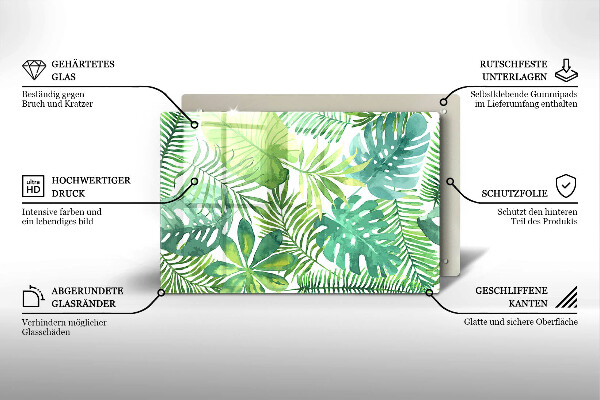 Protège plaque de cuisson Feuilles de boho aquarelle