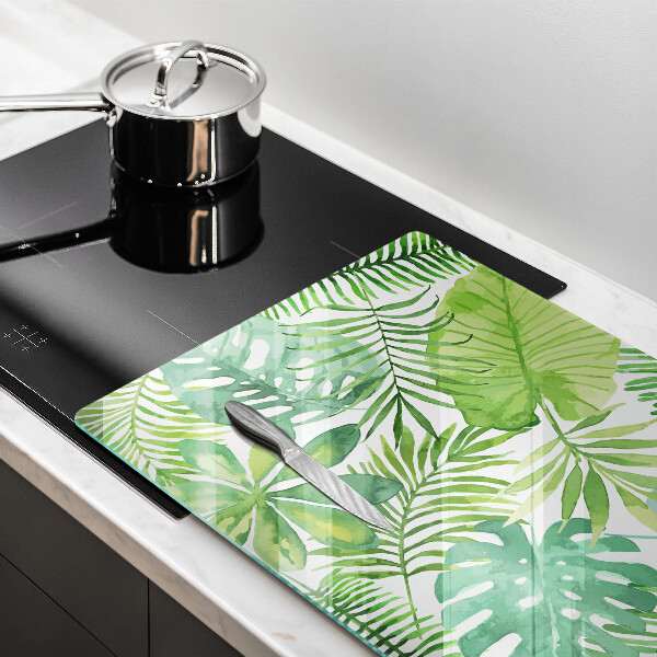 Protège plaque de cuisson Feuilles de boho aquarelle