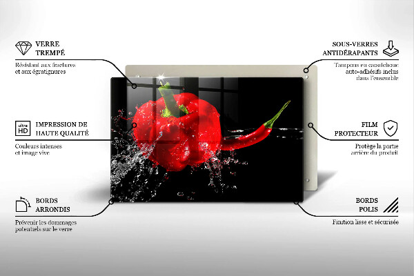 Protège plaque de cuisson Poivrons rouges dans l'eau