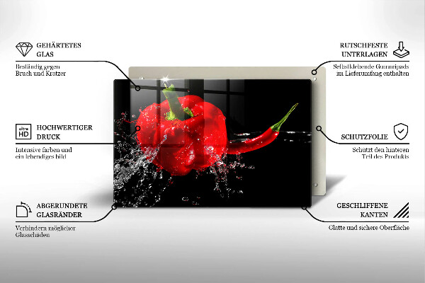 Protège plaque de cuisson Poivrons rouges dans l'eau