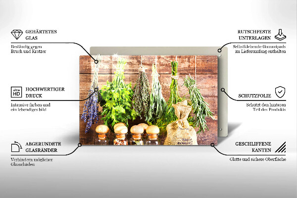 Protège plaque de cuisson Herbes épices et bois