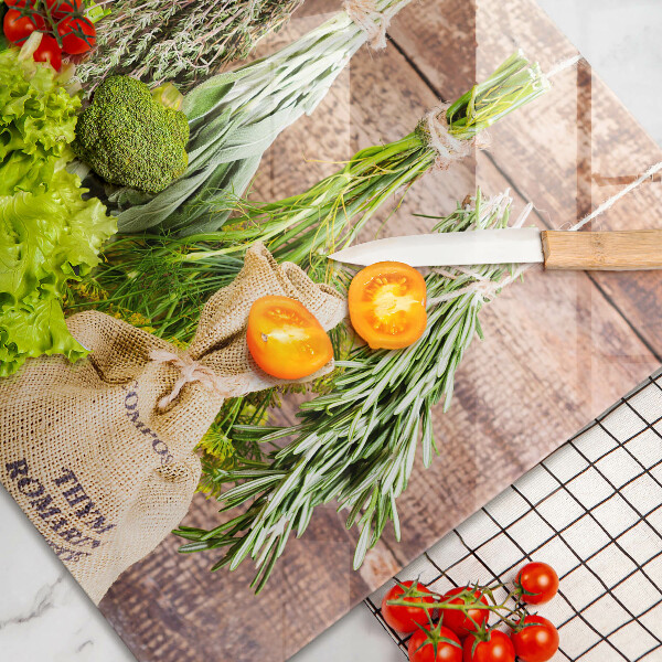 Protège plaque de cuisson Herbes épices et bois