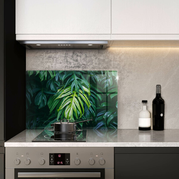 Protège plaque de cuisson Feuilles de monstera sauvage