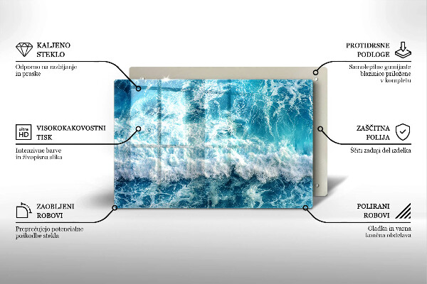 Protège plaque de cuisson Vagues d'eau de mer