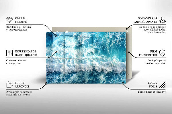 Protège plaque de cuisson Vagues d'eau de mer