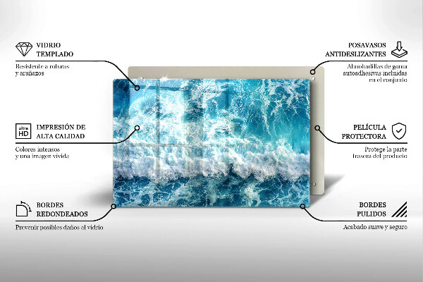 Protège plaque de cuisson Vagues d'eau de mer