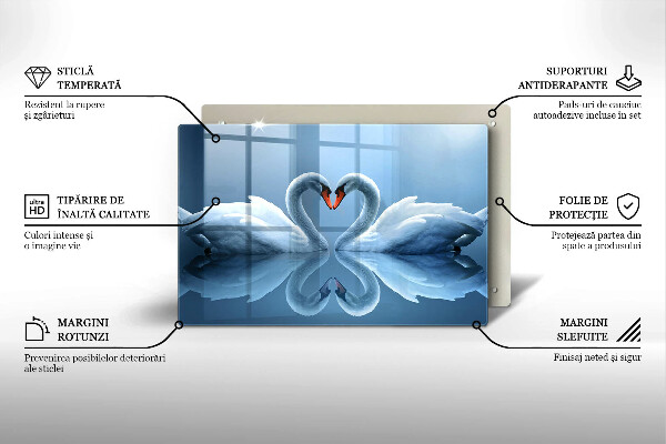 Protège plaque de cuisson Deux coeurs de cygne