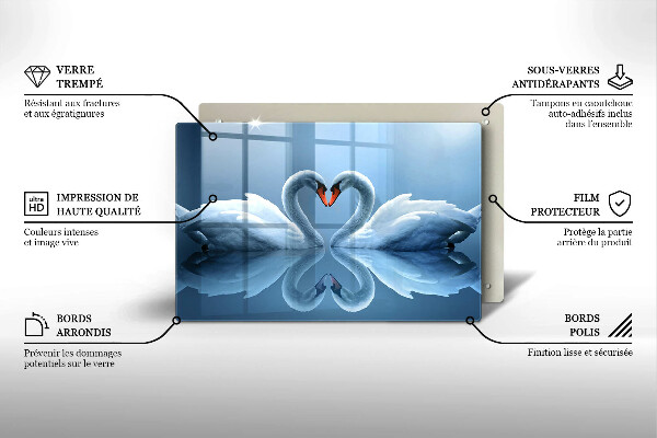 Protège plaque de cuisson Deux coeurs de cygne