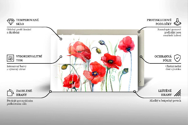 Protège plaque de cuisson Fleurs de coquelicots rouges