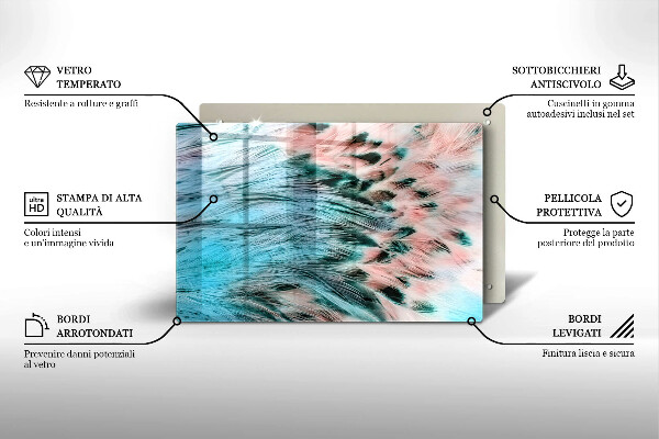 Protège plaque de cuisson Plumes d'oiseaux bohèmes