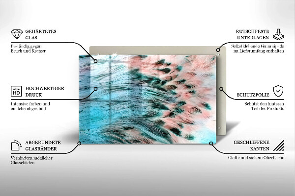 Protège plaque de cuisson Plumes d'oiseaux bohèmes