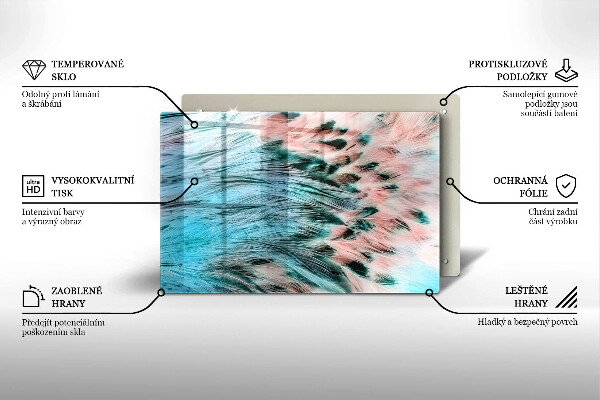 Protège plaque de cuisson Plumes d'oiseaux bohèmes