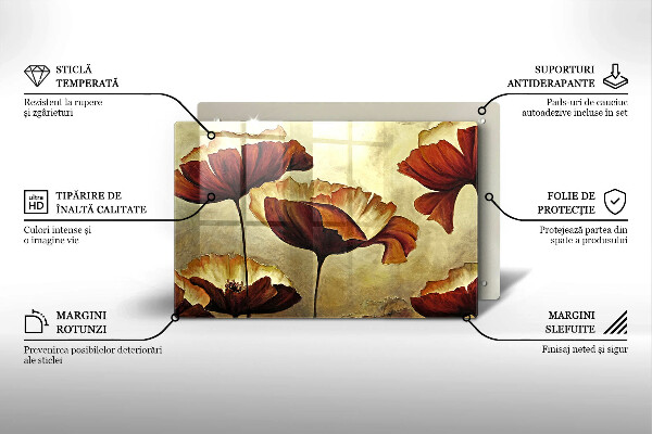 Protège plaque de cuisson Fleurs de bohème peintes