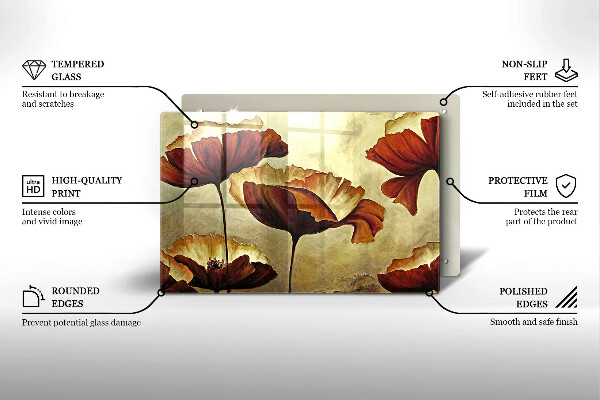 Protège plaque de cuisson Fleurs de bohème peintes