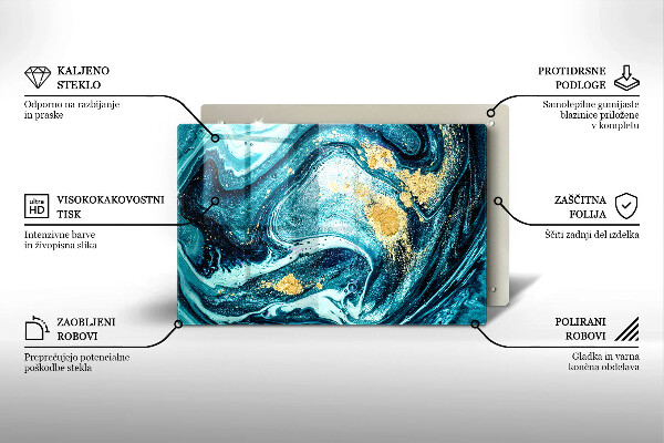 Protection pour plaque de cuisson Abstraction d'or bleu