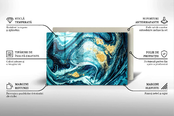 Protection pour plaque de cuisson Abstraction d'or bleu