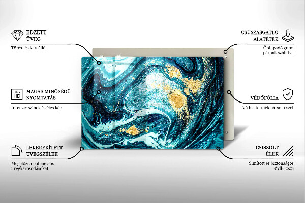 Protection pour plaque de cuisson Abstraction d'or bleu