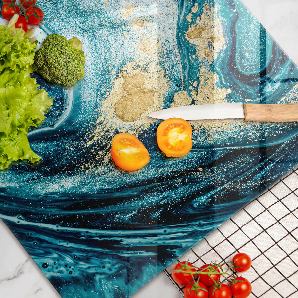 Protection pour plaque de cuisson Abstraction d'or bleu