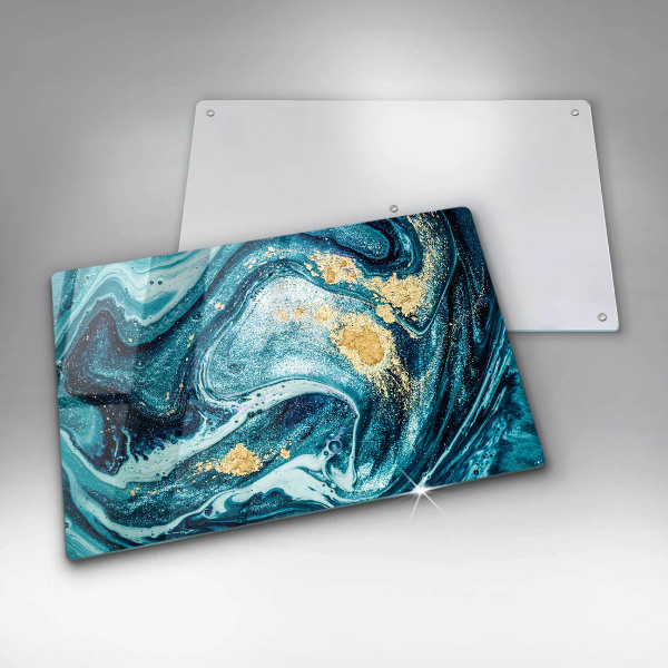Protection pour plaque de cuisson Abstraction d'or bleu