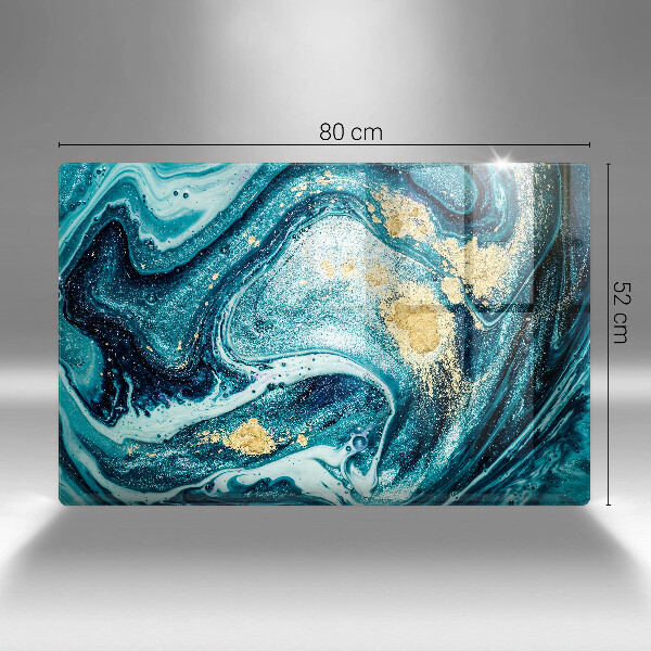 Protection pour plaque de cuisson Abstraction d'or bleu