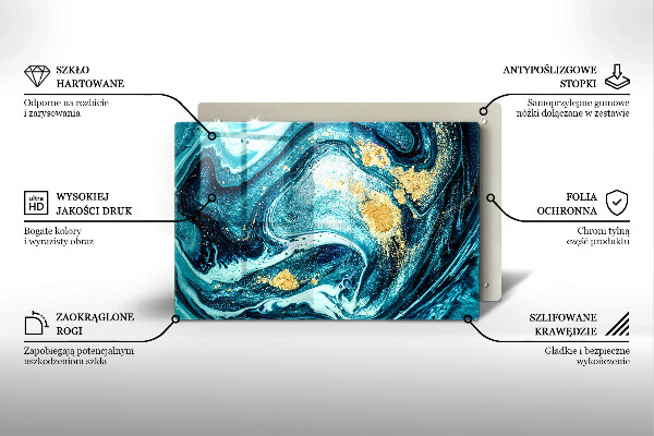 Protection pour plaque de cuisson Abstraction d'or bleu