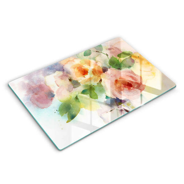 Protège plaque de cuisson Fleurs peintes