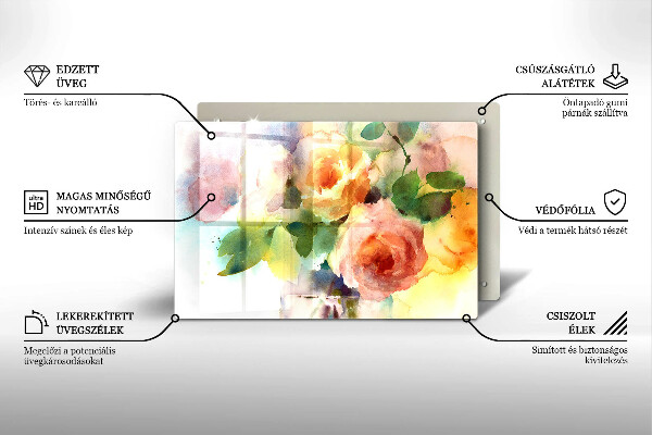 Protège plaque de cuisson Fleurs peintes