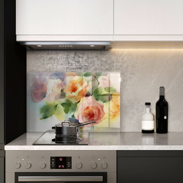 Protège plaque de cuisson Fleurs peintes