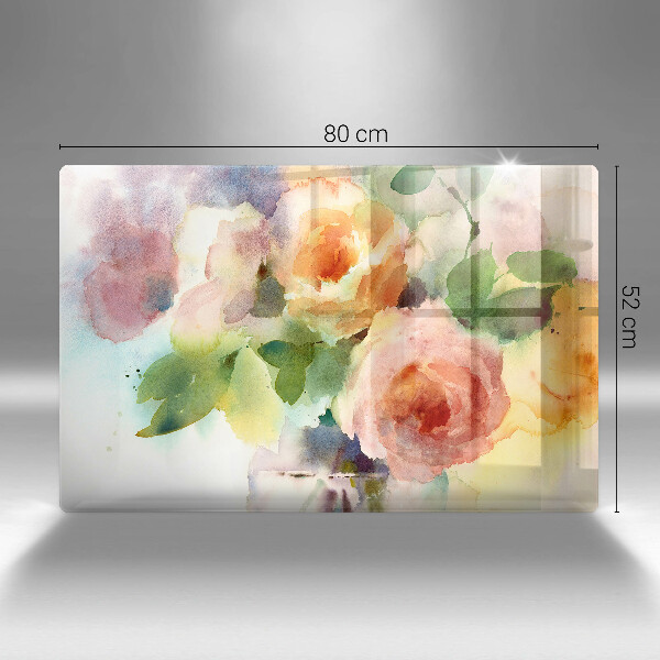 Protège plaque de cuisson Fleurs peintes