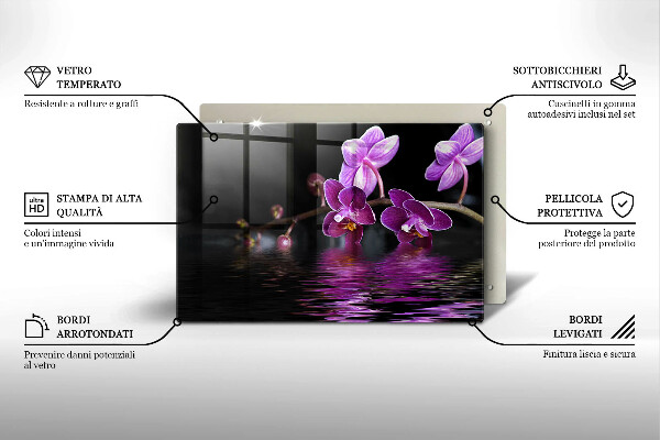 Protège plaque de cuisson Eau zen d'orchidée