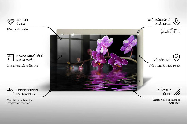 Protège plaque de cuisson Eau zen d'orchidée