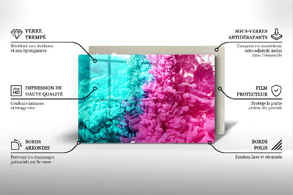 Protection pour plaque de cuisson Fumée rose turquoise