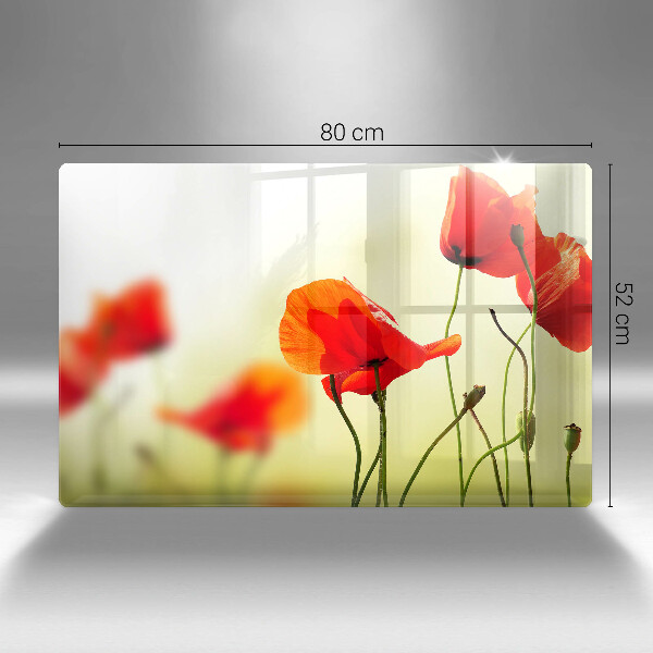 Protège plaque de cuisson Fleurs de coquelicots rouges