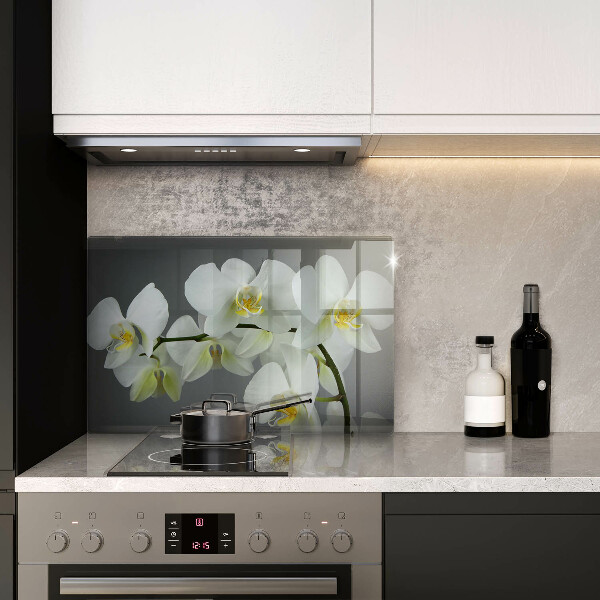 Protège plaque de cuisson Fleurs d'orchidées blanches