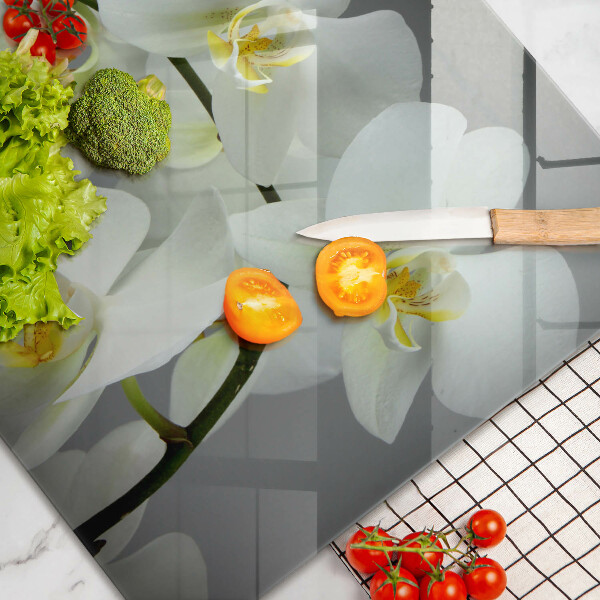 Protège plaque de cuisson Fleurs d'orchidées blanches