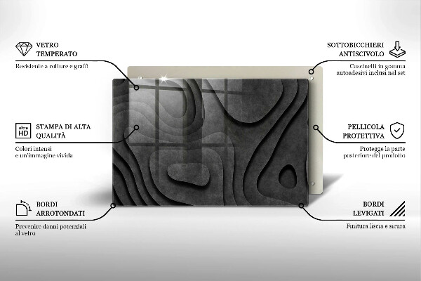Protège plaque de cuisson Formes de pierre 3D